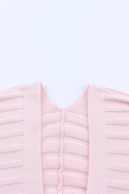 Ribbed Open Front Knit Cardigan